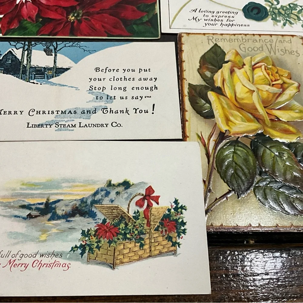 Antique Lot of 9 Christmas Best Wishes Postcards Flowers Angels